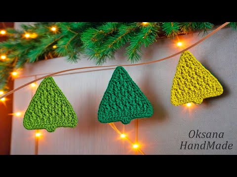 Видео: 🎄Гирлянда из Елочек. Елка крючком. Мастер класс