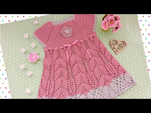 Видео: НАРЯДНОЕ ПЛАТЬЕ НА ДЕВОЧКУ до года вязаное крючком/crochet girl dress/gehäkeltes Mädchenkleid