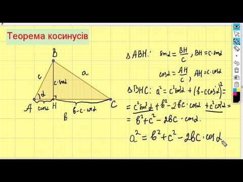 Видео: Теорема косинусів та наслідки з неї. Геометрія 9 клас.