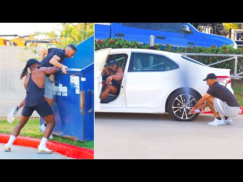 Видео: Розыгрыш с покрышками Slashing People!