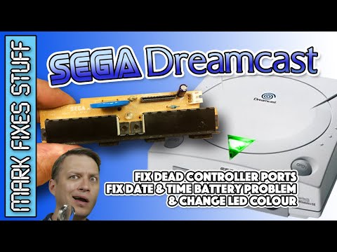 Видео: Ремонт предохранителя порта контроллера Sega Dreamcast, а также замена цвета светодиода и замена ...