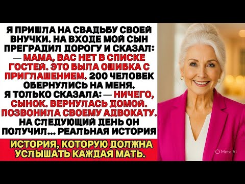 Видео: Мой сын не пустил меня на свадьбу внучки:— Вас нет в списке, мама. Я вернулась домой и...