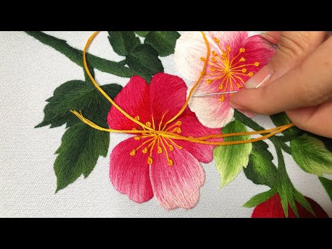 Видео: Ручная вышивка Art KIT17 - Легкий и красивый дизайн цветочной вышивки для начинающих