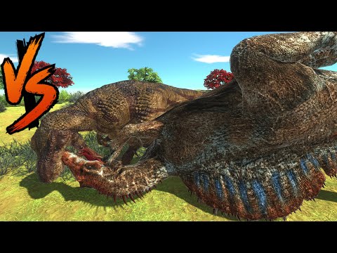Видео: Ти-рекс против спинозавра: кто победит? — Animal Revolt Battle Simulator