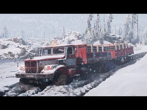 Видео: КрАЗ и завал на берегу - Амур - SnowRunner