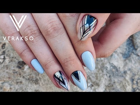 Видео: Простой геометрический рисунок. Маникюр. Дизайн ногтей 84