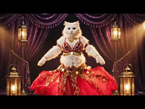 Видео: Кошка танцует в красивой одежде