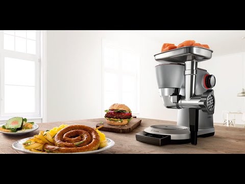 Видео: Кухонная машина Bosch MUM9YX5S12   обзор насадки " мясорубка". Küchenmaschine. Kitchen machines.