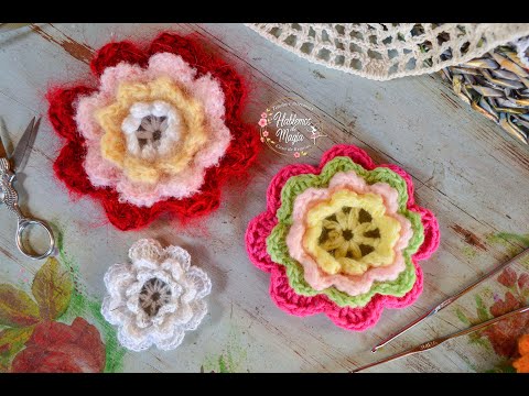 Видео: (Роза из 8 лепестков) Техники вязания крючком и многие советы.