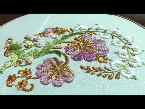 Видео: Hand Embroidery Gold and floss embroidery 🌸 Восточная Вышивка: Плетение иглой