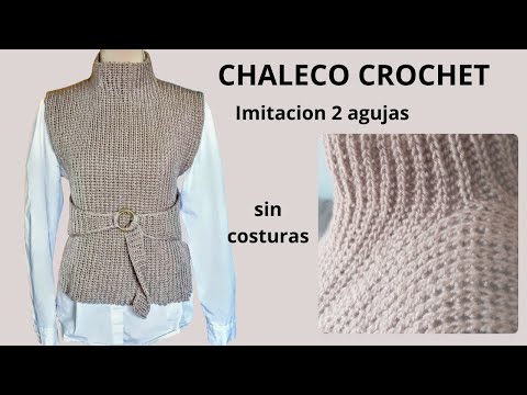 Видео: Как связать крючком бесшовный имитационный жилет двумя спицами
