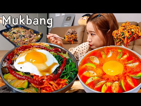 Видео: Sub)Real Mukbang- Пибимпап 🍚 Булгоги 🧆 Острая мягкая тушенка из тофу 🔥КОРЕЙСКАЯ КУХНЯ ASMR