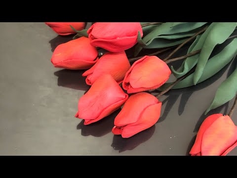 Видео: Делаем самый простой тюльпан/Creation:How to make flowers Tulip from foamiran/04.03.22