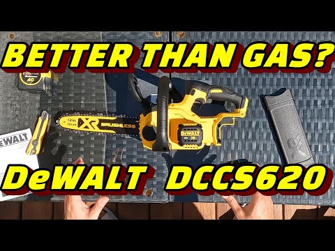 Видео: Обзор аккумуляторной цепной пилы DeWALT (DCCS620) Лучше, чем бензин???