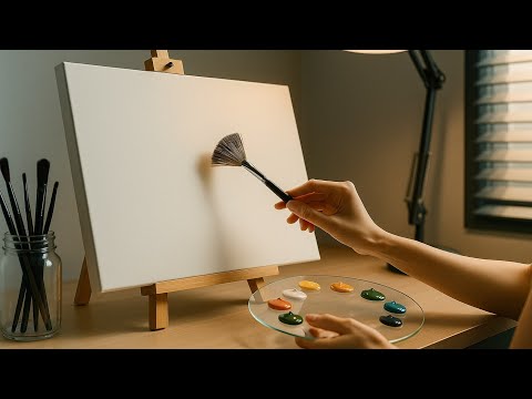 Видео: Простая картина зимнего озера ❄️ | Красивая акриловая живопись для начинающих