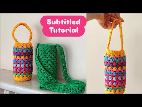 Видео: Мастер-класс с субтитрами💕Людям понравилось💕Простой чехол для бутылки с водой 💕Чехол для термоса💕...