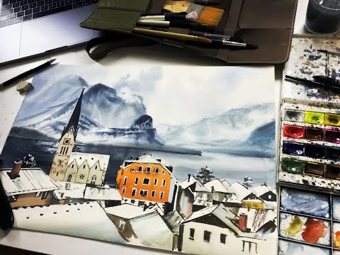 Видео: Мастер-класс «Озеро Гальштат» | Как нарисовать озеро поэтапно