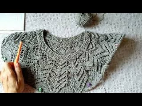 Видео: Круглая кокетка спицами💥/ схема 💥/об'яснение для начинающих💥.