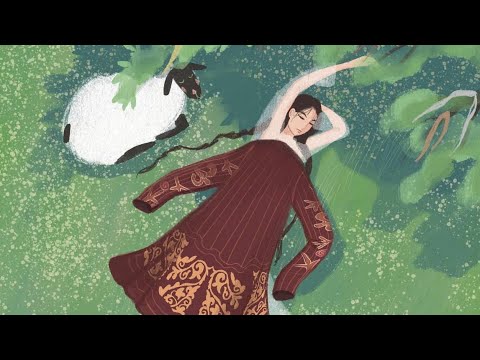 Видео: “Жас қанат. Балалар”-2023. Еңлік Байзақ - “Жұмақ мекен” әні. Суретші Жанар Сағидолланың туындылары