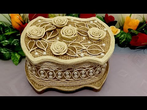 Видео: Шкатулка из картона ,джута и мешковины.