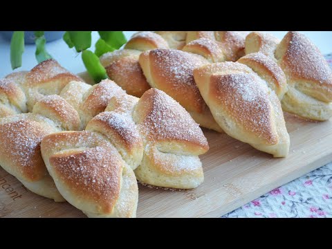 Видео: Булочки "Бантики" с сахаром.🥰 Выпечка к чаю | Buns "Bantiki" with sugar.   Baking for tea
