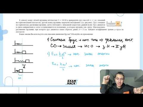 Видео: К одному концу лёгкой пружины жёсткостью k = 100 Н/м прикреплён груз массой m = 1 кг - №31074