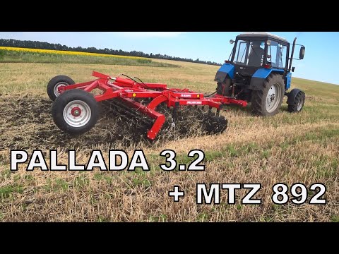 Видео: Працює Паллада 3.2 х МТЗ 892. Лущення стерні. Обережно МАТ!!!