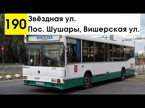 Видео: Автобус 190 "Пос. Шушары, Вишерская ул. - Звёздная ул." (старая трасса)