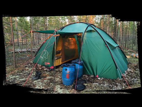 Видео: Баня с камнями, новый табор на беломошниках, первая рыба, первая дичь. Сезон 2020 серия 17.