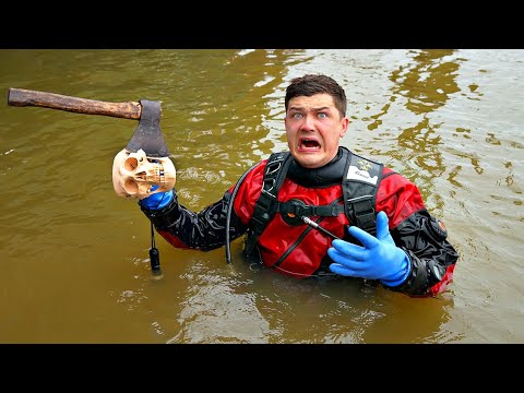 Видео: Эту жуткую находку мы нашли под водой, где потеряли магнит во время магнитной рыбалки!