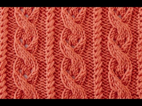 Видео: Ажурные полосы из кос.Узор спицами. Видео урок.