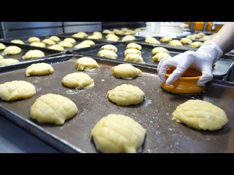 Видео: Полный дынный крем! Массовое производство дынного хлеба / корейская уличная еда