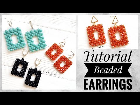 Видео: Мастер-класс: Прямоугольные серьги из хрусталя и бисера | Tutorial: Rectangular crystal earrings