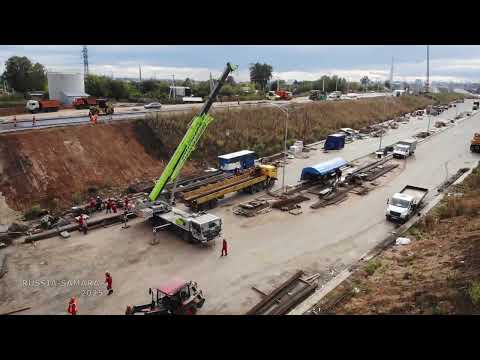 Видео: Строительство автомагистрали Центральная / установили светофор / город Самара / Russia