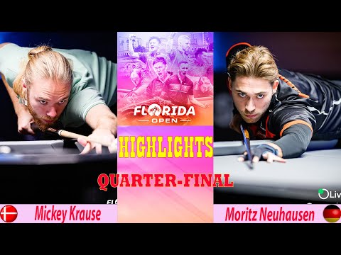 Видео: ЧЕТВЕРТЬФИНАЛ | Микки Краузе против Морица Нойхаузена | Чемпионат Флориды по открытому пулу