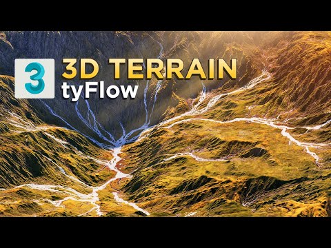 Видео: TYFlow 3D Terrain в 3Ds Max и Vray