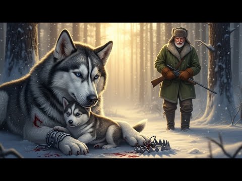Видео: «Раненая хаски-мать не покидала щенка, застрявшего в капкане — пока старый лесник не помог им»