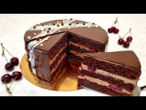 Видео: Торт "ПРАГА" с вишней / CAKE "PRAGUE" with cherries