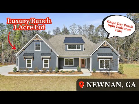 Видео: Жизнь в Ньюнане, Джорджия | Новое строительство | Ранчо | Обзор дома | План Харриса Ф. | Новые до...
