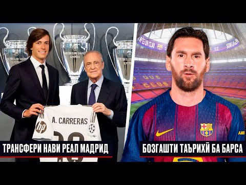 Видео: РАСМАН! ТРАНСФЕРИ НАВИ РЕАЛ МАДРИД | МЕССИ БА БАРСЕЛОНА БАРМЕГАРДАД! АНА БАРОИ ЧӢ