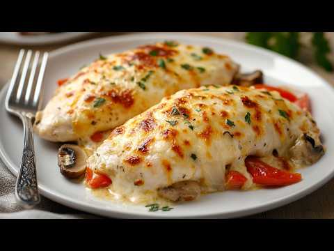 Видео: Ужин через 20 минут! Куриное филе в духовке с сыром и грибами - просто и потрясающе!