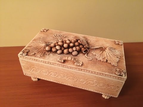 Видео: Декорирование шкатулки. Decoration of the casket. Diy