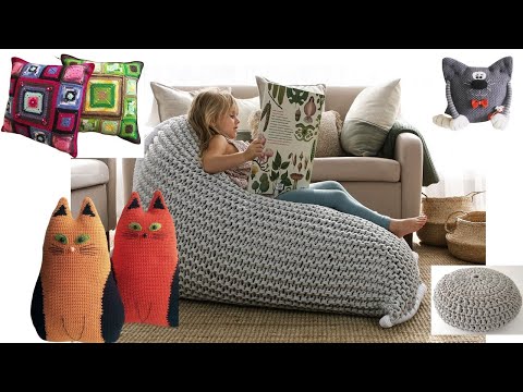 Видео: Вязаные подушки. Обычные и весьма необычные. Более 100 моделей.