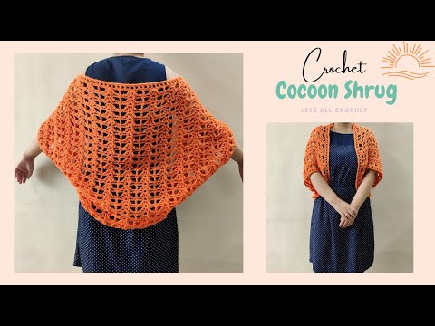 Видео: Вязаный крючком кокон-шраг с солнечным оттенком | Простой урок по вязанию кардигана-кокона для на...