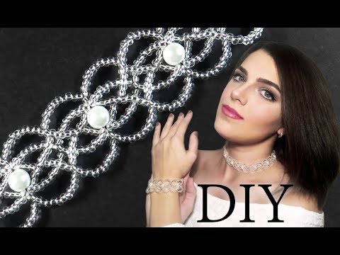 Видео: DIY: Wedding EASY beaded choker (necklace) with pearls / Свадебный чокер из бисера и жемчуга ЛЕГКО!