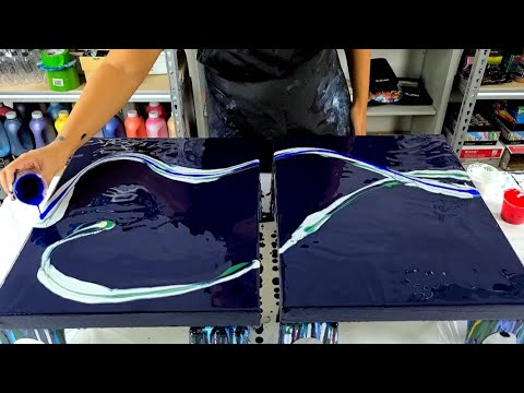 Видео: Аннотация Произведение искусства - Уникальный дизайн в Синий, Красный а - Мой Пустой Стены