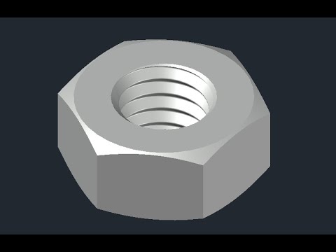 Видео: Проектирование гайки с резьбой в Autocad