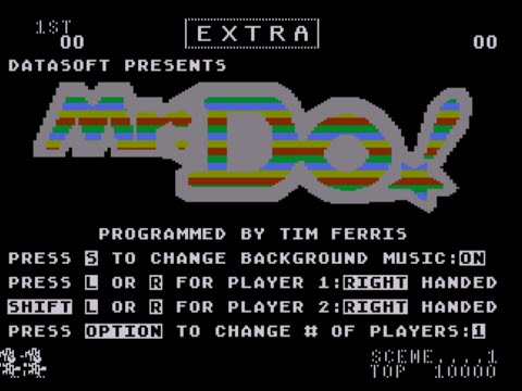 Видео: ❤Весёлая и прикольная игра "MR.DO", в стиле Digger, 1982 ❤ Atari 800. FULL PLAY 60fps! Logic game.