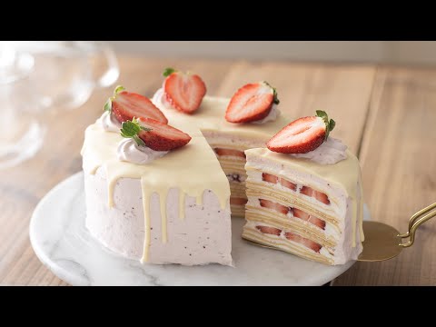 Видео: Клубничный блинный торт Mille｜HidaMari Cooking