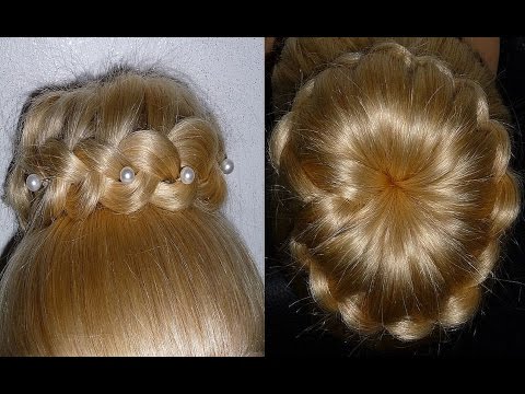 Видео: Пучок из волос с плетением.Вечерняя причёска на выпускной/свадебная причёска на средние волосы